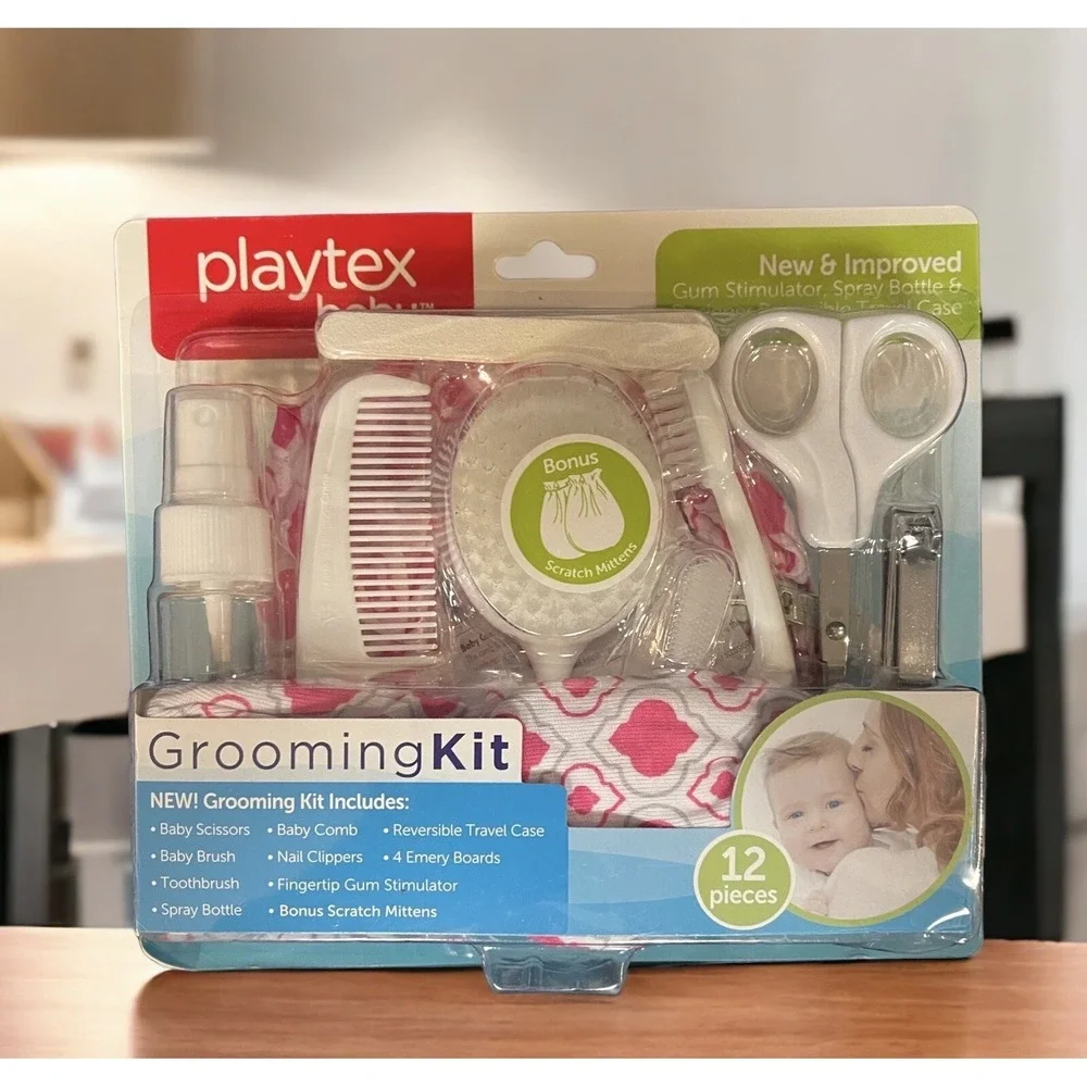 Playtex Baby Grooming Kit with Pink Travel Case & Mittens NEW
